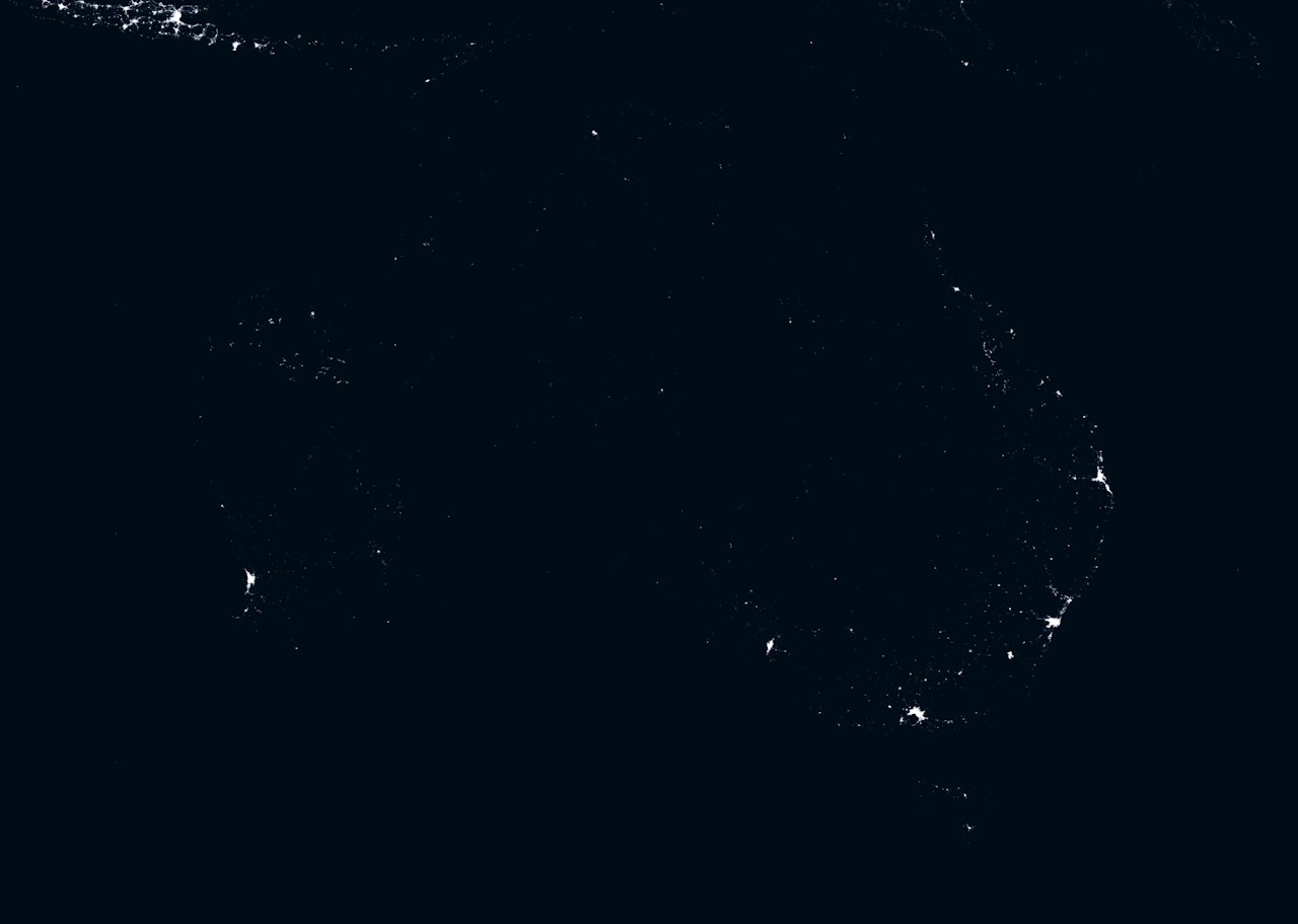 NASA Nighttime Lights view of Australia